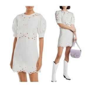 Derek Lam 10 Crosby Mini Dress Women Everett Broderie Anglaise White Size 2